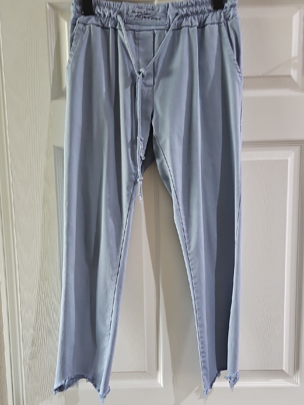 Light Blue Pull On Drawstring Casual Pants
